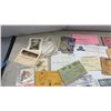 Image 2 : Box of Vintage Paper Ephemera, Letters with Stamps, Canadian Ration Books, Postcards, and More