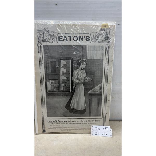 Rare 1910 Eaton's Meat Store Advertising Print, 14 1/2 x 21"