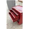 Image 2 : Red Three-Drawer Rolling Tool Cabinet with Open Bottom Storage Shelf