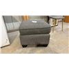 Image 1 : Gray Upholstered Ottoman with Removable Top Cushion and Dark Block Legs, 18 x 24 x 24"