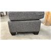Image 2 : Gray Upholstered Ottoman with Removable Top Cushion and Dark Block Legs, 18 x 24 x 24"