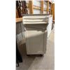 Image 2 : White Mobile Kitchen Island with Granite Top, Cabinet, and Four Drawers, 37 x 39 x 19" Bottom