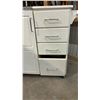 Image 9 : White Mobile Kitchen Island with Granite Top, Cabinet, and Four Drawers, 37 x 39 x 19" Bottom