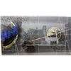 Image 5 : Framed Abstract Wall Art with Gold and Blue Accents and Geometric Overlay, 24 x 32"