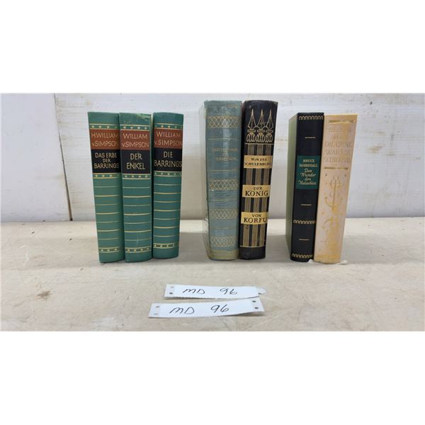 Collection of Seven Vintage German-Language Books, William V. Simpson Trilogy and More