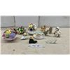 Image 1 : Porcelain Floral Bouquets, Swan Planter, Dog Figurines, Glass Slipper, and More