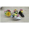 Image 8 : Porcelain Floral Bouquets, Swan Planter, Dog Figurines, Glass Slipper, and More