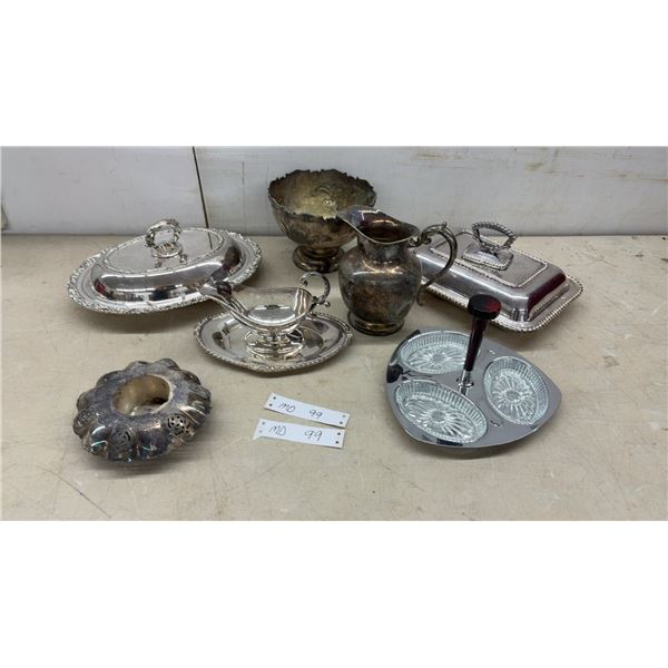 Silver-Plated Serving Ware: Covered Casserole Dishes, Gravy Boat, Cruet Set, and More