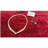 Image 1 : Multi-Tone V-Front Choker Necklace and Sajen Drusy Quartz Earrings, Sterling Silver