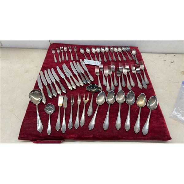 56 Pieces German Silver-Plated Flatware Set with Rococo Scroll Pattern, Rostfrei Knives, and More