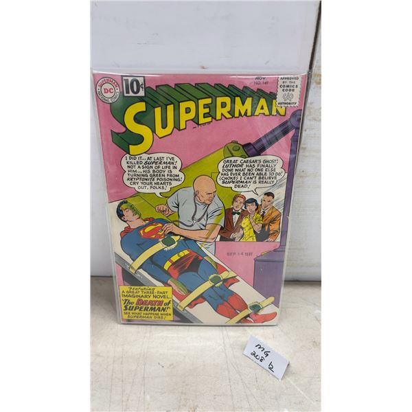 Superman Number 149 Comic Book, November 1961, "The Death of Superman!"