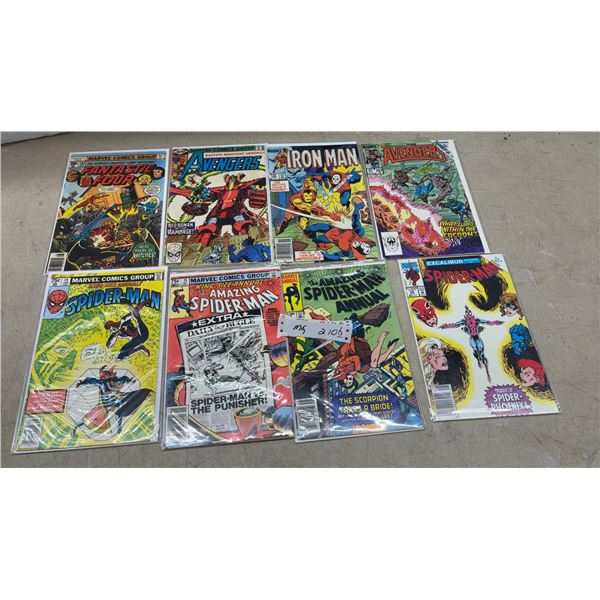 Lot of Eight Marvel Comics: Fantastic Four, Avengers, Iron Man, Spider-Man Annuals, and More