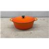 Image 4 : Le Creuset Enameled Cast Iron Dutch Ovens, Yellow Round and Orange Oval, Set of Two