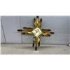 Image 1 : Mid-Century Modern Brutalist-Style Brass-Toned Metal Sunburst Wall Clock, 29 x 29"
