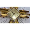 Image 4 : Mid-Century Modern Brutalist-Style Brass-Toned Metal Sunburst Wall Clock, 29 x 29"