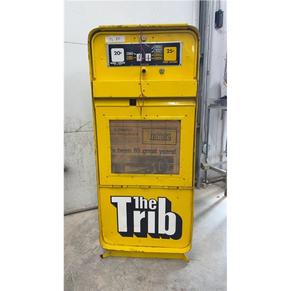 Vintage Winnipeg Tribune "The Trib" Newspaper Vending Machine, 1980 Final Edition Newspaper