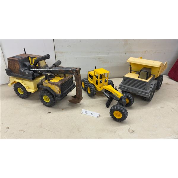 Tonka Mighty Dump Truck, Motor Grader, and Excavator Construction Vehicles