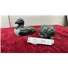 Image 1 : Soapstone Loon Carving 8 1/2" and Serpentine Curled Animal Figure Signed WWS 04