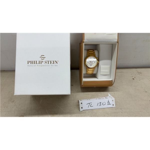 Philip Stein 32ARGWAGS-SN Gold-Tone Chronograph Watch with Box