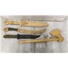 Image 1 : 4-Vintage Hand Carved, Burned & Painted Wood Daggers