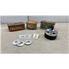 Image 1 : Vintage Cigarette Spinner Push Down Ashtray, Repeater Tobacco Tin, Tea Tin and More
