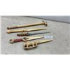 Image 1 : Set of Five Vintage Hand-Carved, Burned, and Painted Wood Daggers