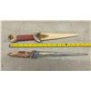 Image 2 : Set of Five Vintage Hand-Carved, Burned, and Painted Wood Daggers