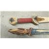 Image 3 : Set of Five Vintage Hand-Carved, Burned, and Painted Wood Daggers