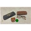 Image 7 : Antique General Store Lot: Goliath Hohner Harmonica, Vintage Eyeglasses, Ink Pens, Nibs, Magnifier