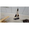 Image 4 : Wooden Model Airplane, Metal Ornamens Horn Art