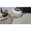 Image 4 : Vintage White Opal Glass Globe with Brass Finial, Lantern Frame, and Pendant Light