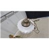 Image 5 : Vintage White Opal Glass Globe with Brass Finial, Lantern Frame, and Pendant Light