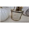 Image 7 : Vintage White Opal Glass Globe with Brass Finial, Lantern Frame, and Pendant Light