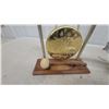 Image 5 : Brass Nautical Gong on Wood Plaque and Decorative Sailing Ship