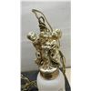Image 2 : Pair of Vintage Brass Cherub Pendant Light Fixtures with Frosted Glass Shades
