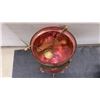 Image 3 : Vintage Pink Glass Hanging Lantern with Brass Fittings and Two Artificial Grape Clusters