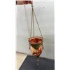 Image 4 : Vintage Pink Glass Hanging Lantern with Brass Fittings and Two Artificial Grape Clusters