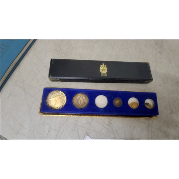 1967 Royal Canadian Mint Centennial Coin Set in Blue Velvet Display Case 1 Missing