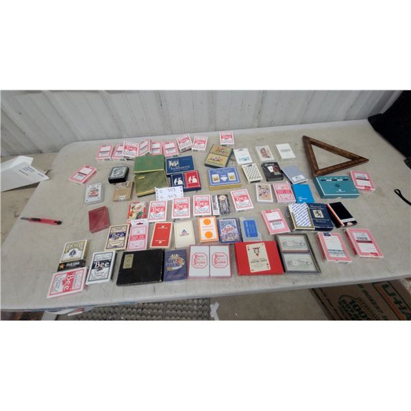 Collection of Playing Cards Including Bee, Bicycle, Harley-Davidson, Kansas City Southern, and More