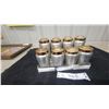 Image 1 : West Bend Aluminum Spice Rack Set with Eight Brass-Lidded Shakers, 1940s-1950s