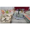 Image 3 : Martini Brand Vintage Drinking Set with Six Fire Truck Glasses and More Barware
