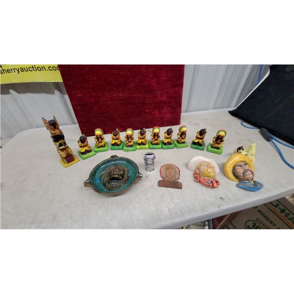 Vintage Chalkware Wall Plaques and Native American Themed Figurines and More