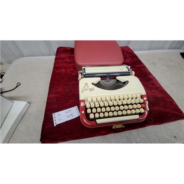 Princess 300 Portable Typewriter with Red Carrying Case