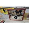 Image 2 : Billiards Mirror with Eight Ball Graphic in Wood Frame 18 x 22" and Ornate Brass-Framed Mirror