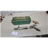 Image 1 : Vintage Chrome Beer Tapping Kit with Brass Spigots and Green Wooden Case
