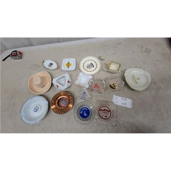 Collection of Vintage Advertising Ashtrays, Aladdin Las Vegas, Phillips 66, and More