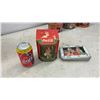 Image 6 : Coca-Cola Vintage-Style Collectible Tins Including 1993 Red Lid Canister Coke Bottles with Product