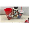 Image 8 : Coca-Cola Vintage-Style Collectible Tins Including 1993 Red Lid Canister Coke Bottles with Product