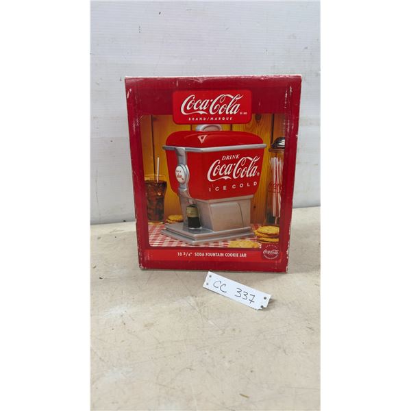 New Gibson Everyday Coca-Cola 10 3/4" Soda Fountain Cookie Jar