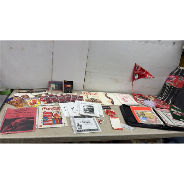 Coca-Cola Memorabilia Collection with 1996 Catalog, Pennants, Postcards, Coke Club Info and More